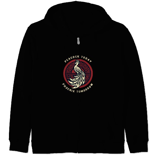 Peacock Today Phoenix Tomorrow Chinese Mythtical Zip Hoodies