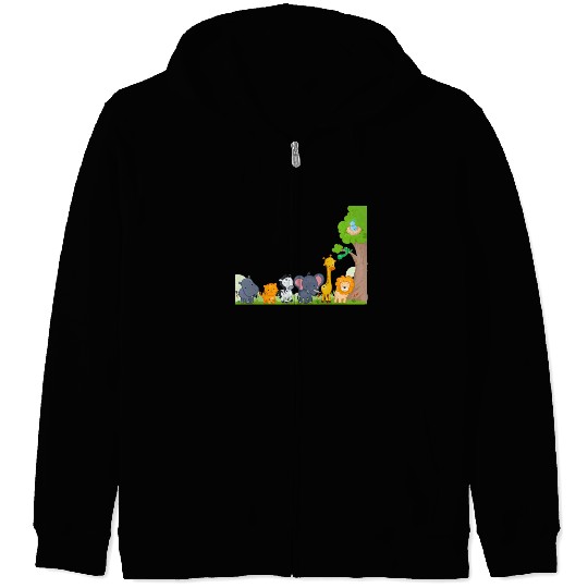 Multi zoo animals lion giraf elephant Zip Hoodies