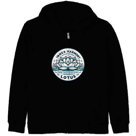 Inner Harmony Lotus - Serene Water & Flower Design Zip Hoodies