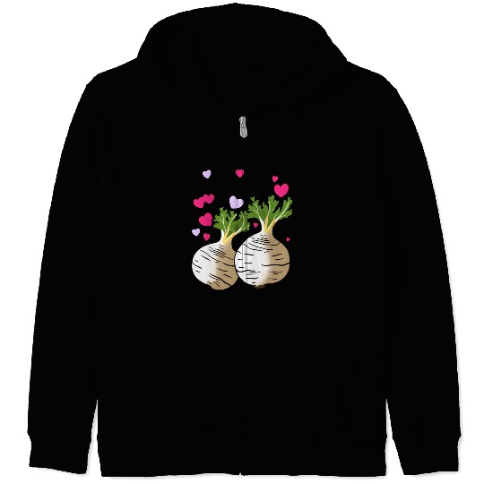 Turnip Love Hearts Valentine's Day Zip Hoodies