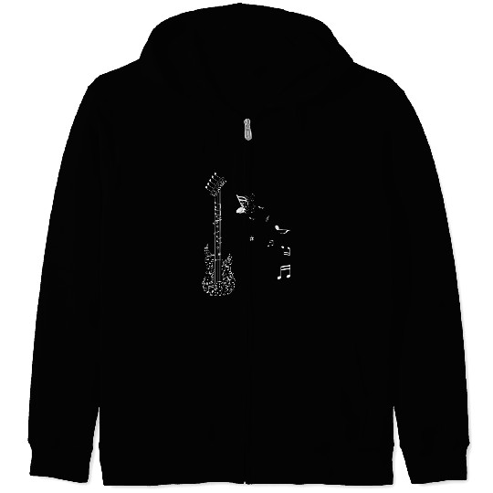 Electric Guitar in Music note for band guitarist Zip Hoodies
