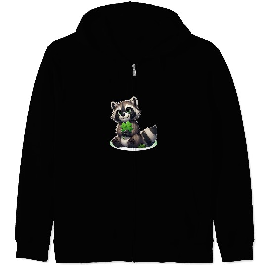 St. Patrick's Day Raccoon Revelry Zip Hoodies