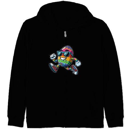 Easter Egg Easter Egg Running Race Jogging Jogger Zip Hoodies