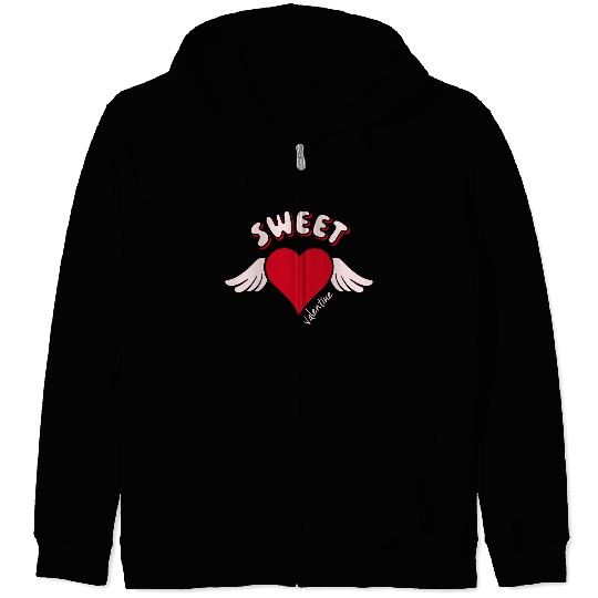 Sweet Valentine Valentine's Day Heart Cupid Wings Zip Hoodies