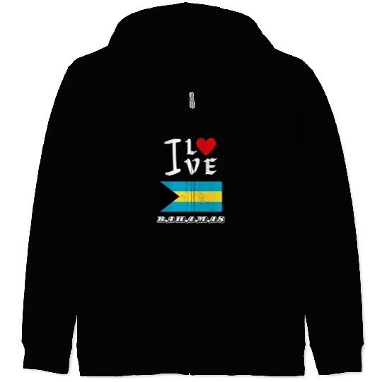 I Love Bahamas Zip Hoodies