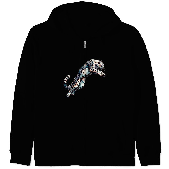 Snow Leopard Leopard White Leopard Zip Hoodies