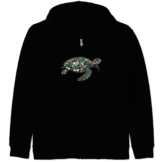 Serenity Swim - Stone Mosaic Sea Turtle Zip Hoodies