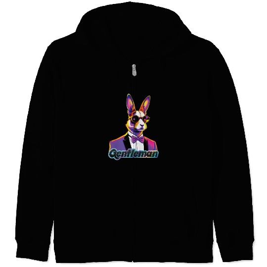 Pop Art Playboy Rabbit Gentleman Cyberpunk Bunny Zip Hoodies