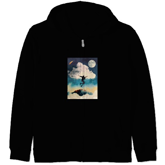 Portrait of Moonlight Dancing Among the Stars Zip Hoodies