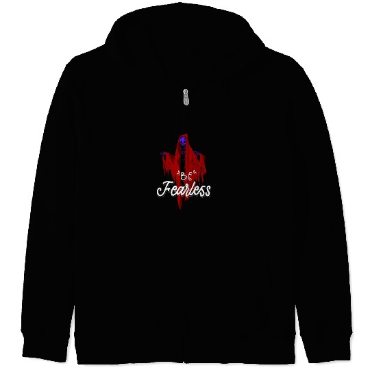 Skull Skeleton Horror Be Fearless Logo Zip Hoodies