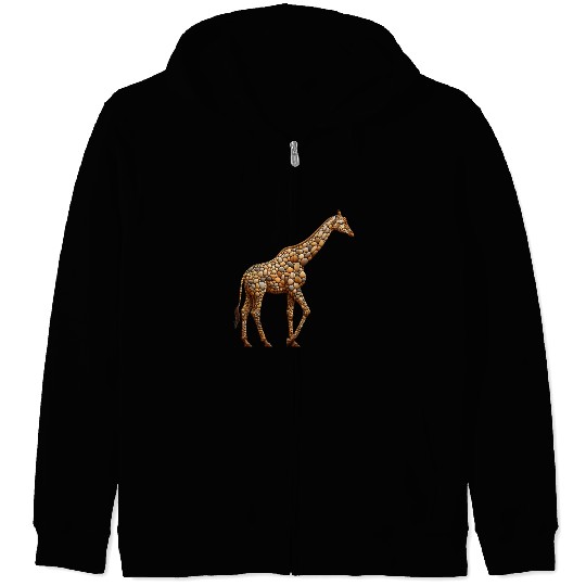 Serene Giraffe - Pebble Art Zip Hoodies