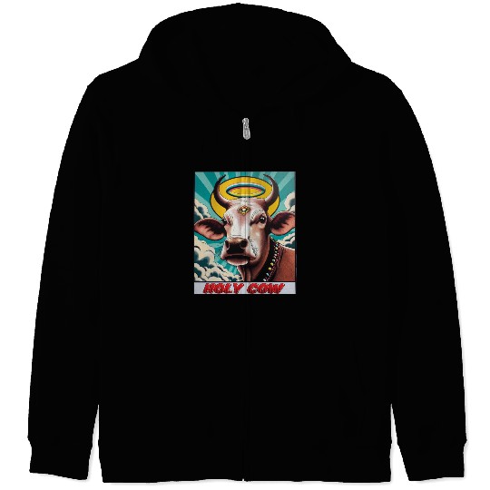 Holy Cow Humor Funny Comics Zip Hoodies
