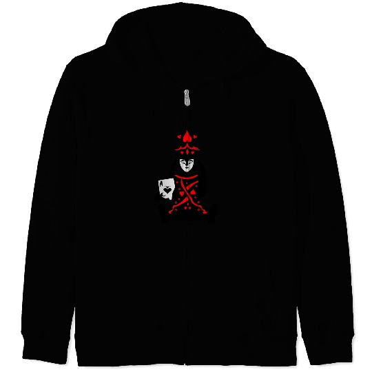 Queen of Hearts Holds Ace of Spades Vector 3 Color Zip Hoodies