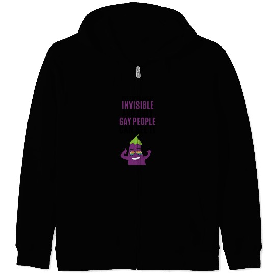 Invisible eggplant Zip Hoodies for your gay friend