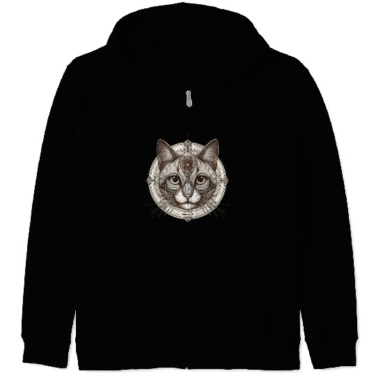 Mandala Style Mystical Namaste Cat: A Spiritual Zip Hoodies