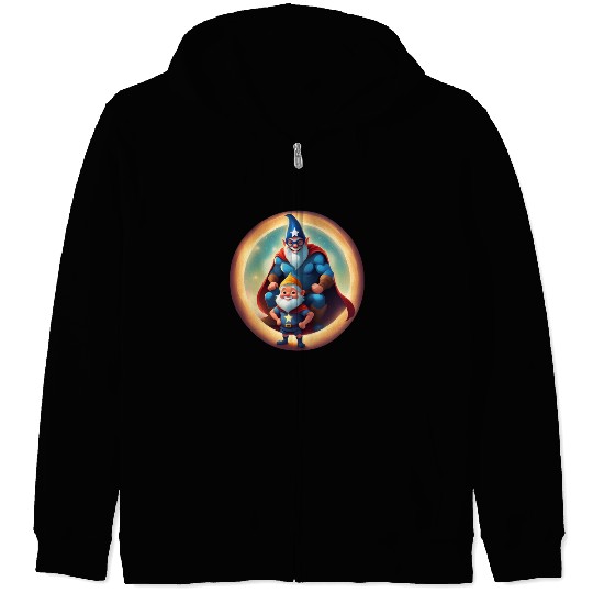 A Father's Day Gnome as a superhero dad Zip Hoodies
