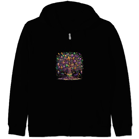 Mardi Gras Tree Beads Carnival Festival Zip Hoodies