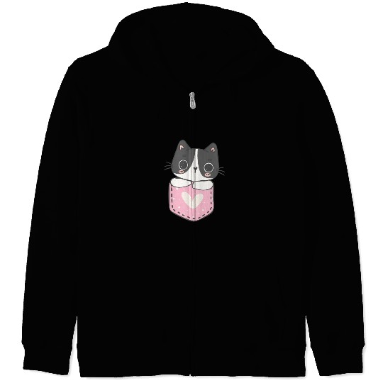 Cute Cat in the pocket Zip Hoodies