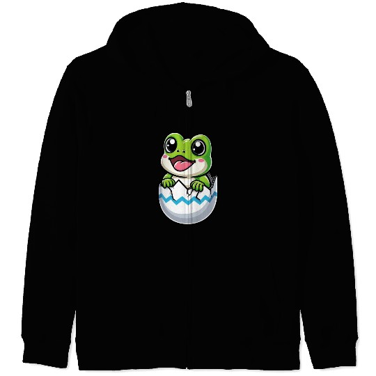 Colorful Easter Egg with Hatching Frog Design Zip Hoodies