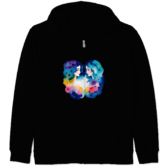 Color splash zodiac: Gemini Zip Hoodies