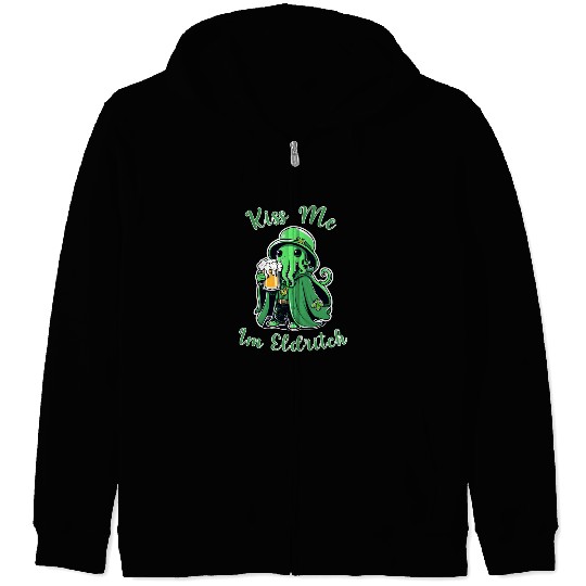 Kiss Me I'm Eldritch - St. Paddy's Day Cthulhu Zip Hoodies