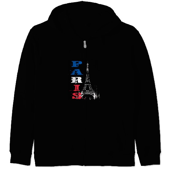 Eiffel Tower Grunge Silhouette Zip Hoodies
