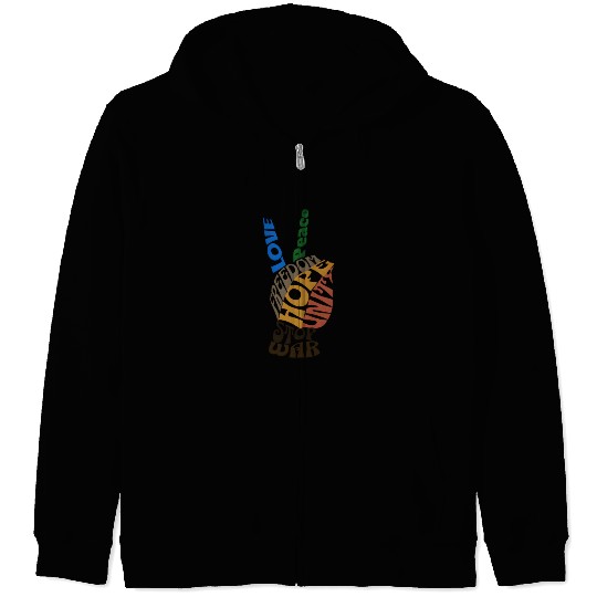 Love peace Hope stop war Unity freedom Zip Hoodies