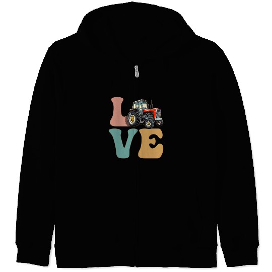 LOVE Tractor Driver Farming Farmer Zip Hoodies