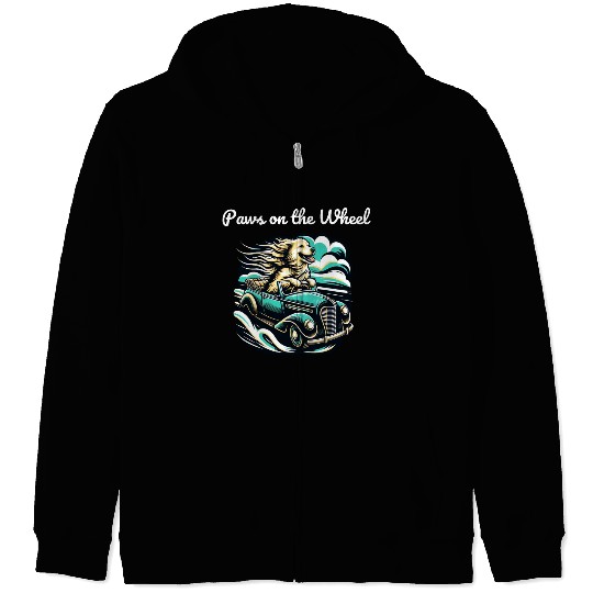 Vintage Adventure Dog Driving Car Zip Hoodies