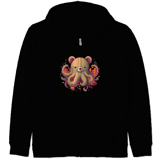 Octo-Bear, October, Fall design, Autumn Design Zip Hoodies