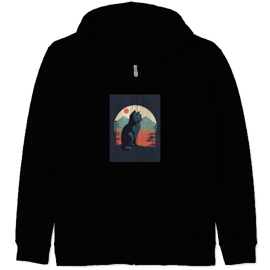 Persian Cat 1 - Japanese Retro Art Zip Hoodies
