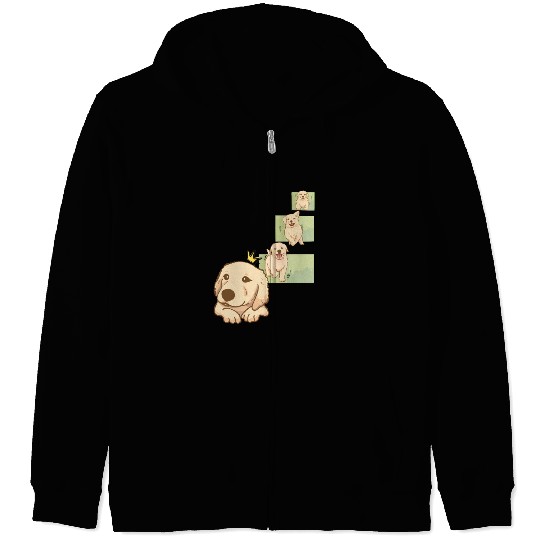 A Cute Cartoon Dog Running Funny puppy Zip Hoodies