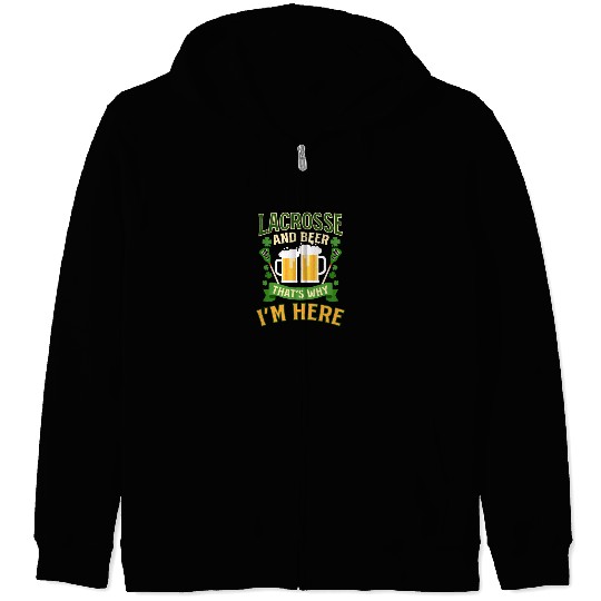 Lacrosse St. Patricks Day Lacrosse And Bere Here Zip Hoodies