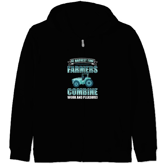Combine Threshing Farmer Agriculture Combine Zip Hoodies
