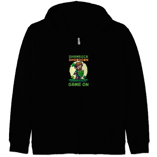 St. Patricks Day Gaming Shamrock Showdown: Game On Zip Hoodies