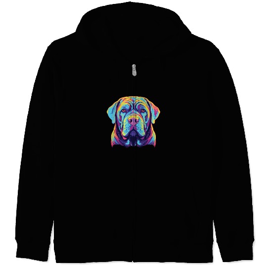 Watercolor Colorful Neapolitan Mastiff Zip Hoodies