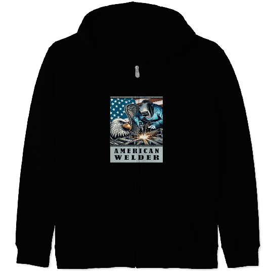 American Welder USA Flag Eagle Weld Zip Hoodies