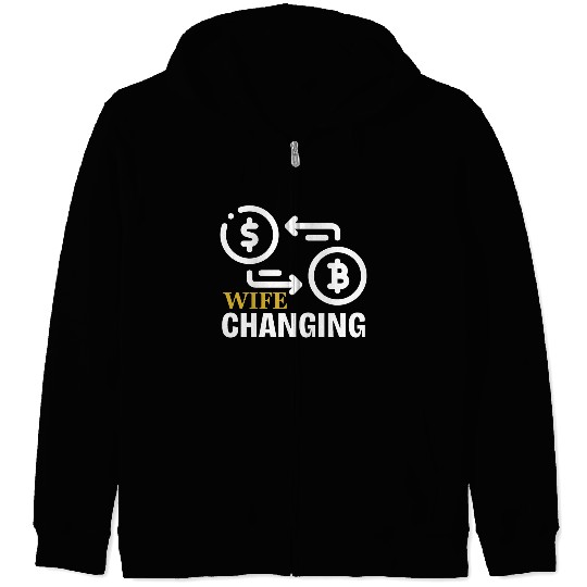 Black and Gold Wife Changing - Bitcoin Zip Hoodies