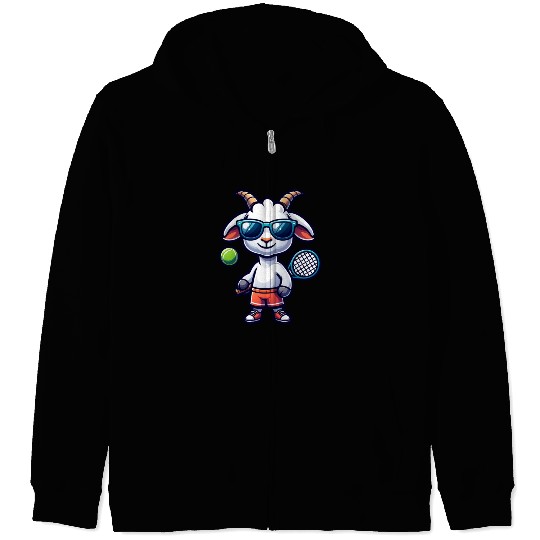 Goat Tennis Player Court Match Design Zip Hoodies