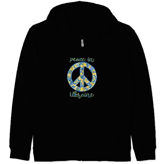 Peace in Ukraine typography with pacific symbol Zip Hoodies