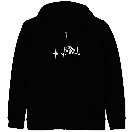 Heartbeat For Elegant Tribal Elephant Tattoo Zip Hoodies