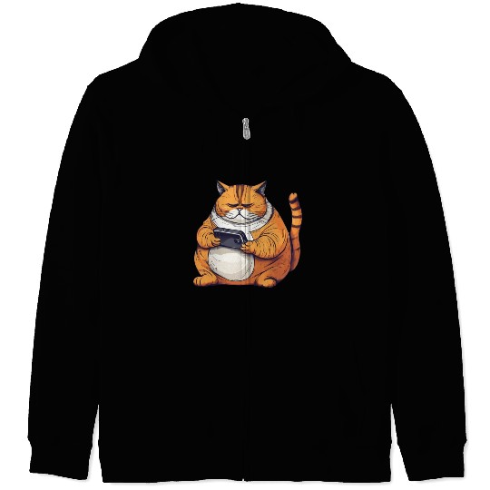 Funny Fat Cat Zip Hoodies