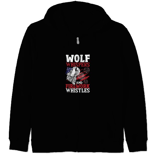 Howling Wolf White Stars Red Stripes American Zip Hoodies