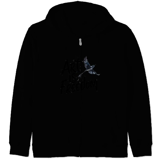 Art is Freedom Flying Bird graphic Zip Hoodies