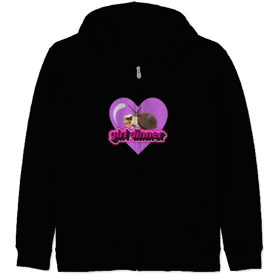 Girl dinner meme snail popcorn cute aesthetic Zip Hoodies