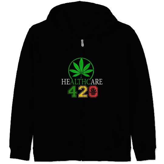 Silly 420 Healthy Herb Weed Marijuana Design Zip Hoodies