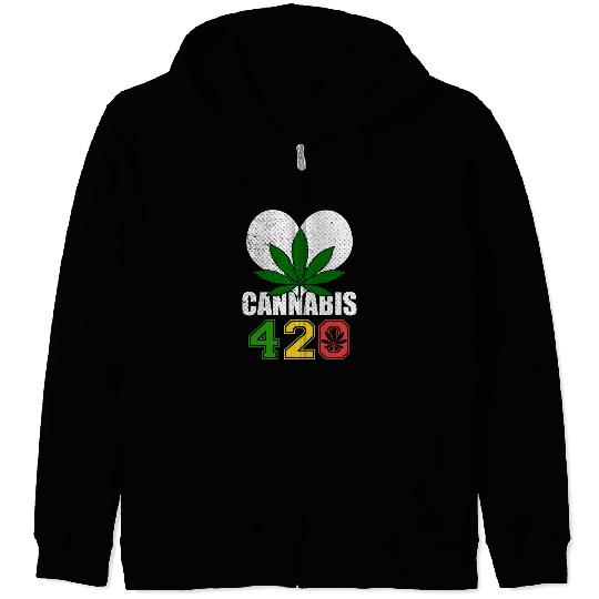 Sidesplitting 420 Love Herb Weed Marijuana Design Zip Hoodies