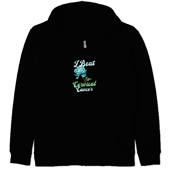 Cervical Cancer Awareness I Beat Cervical Cancer Zip Hoodies
