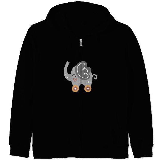 elephant on wheels Zip Hoodies