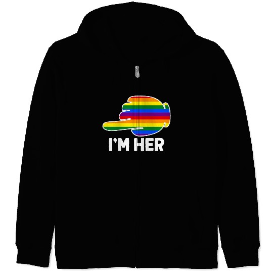 I'm Hers Rainbow Lesbian Couple Funny LGBT Pride Zip Hoodies